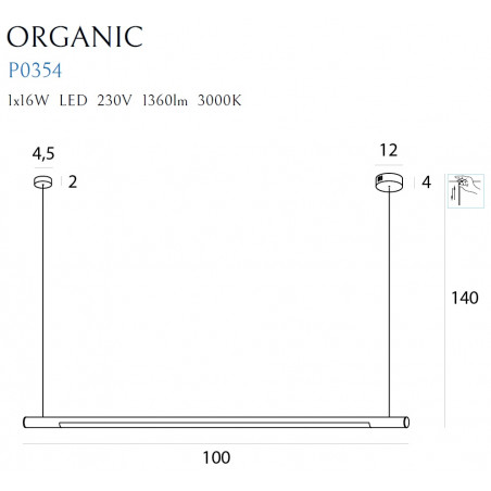 Pakabinamas šviestuvas ORGANIC HORIZON 100CM juodas - 2 - 217,21 €