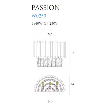 Sieninis šviestuvas  PASSION - 2 - 227,66 €