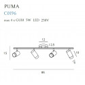 Lubinis šviestuvas PUMA 4 GU10 - 2 - 230,23 €