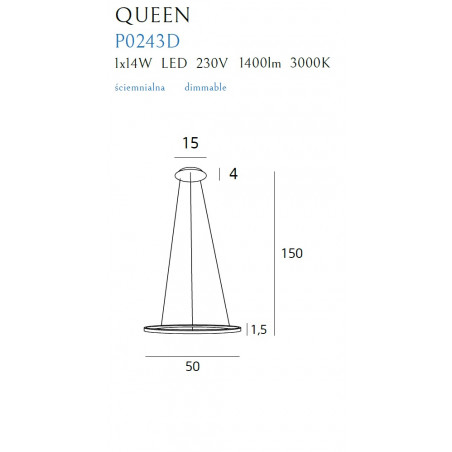 Pakabinamas šviestuvas QUEEN I COPPER, DIM - 2 - 278,83 €