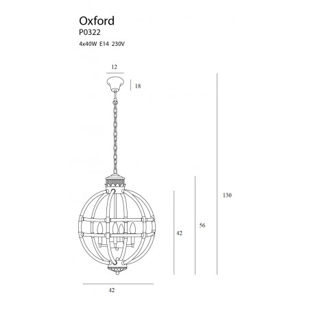 Pakabinamas šviestuvas OXFORD - 4 - 339,30 €