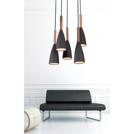 Pakabinamas šviestuvas SOFT 5 juodas - 2 - 346,50 €