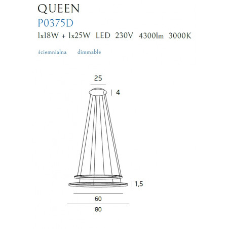 Pakabinamas šviestuvas QUEEN II CHROM, DIM - 2 - 952,29 €