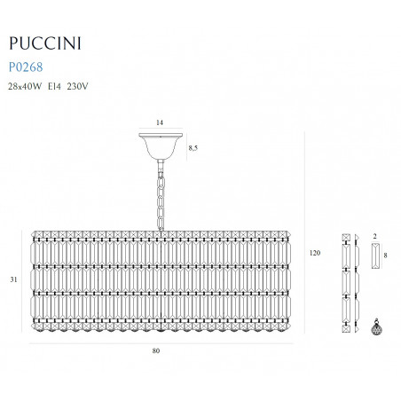 Pakabinamas šviestuvas PUCCINI 80cm - 5 - 1 271,59 €