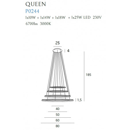 Pakabinamas šviestuvas QUEEN IV COPPER - 7 - 1 348,57 €