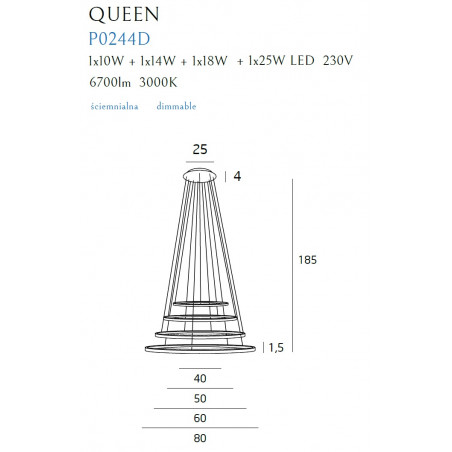 Pakabinamas šviestuvas QUEEN IV COPPER, DIM - 7 - 1 391,81 €