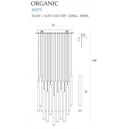 Pakabinamas šviestuvas ORGANIC 33x1 CHROM - 5 - 1 416,23 €