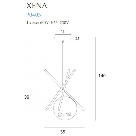 Pakabinamas šviestuvas XENA - 4 - 75,35 €