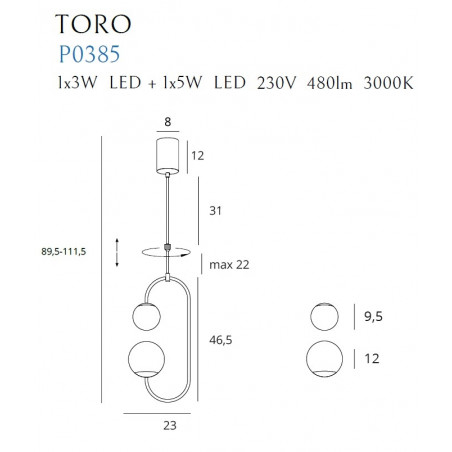 Pakabinamas šviestuvas TORO - 5 - 116,04 €