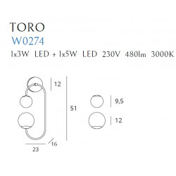 Sieninis šviestuvas TORO - 3 - 127,67 €