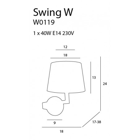 Sieninis šviestuvas SWING - 5 - 132,33 €