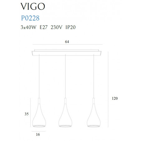 Pakabinamas šviestuvas VIGO III CHROM - 3 - 261,15 €