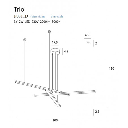 Pakabinamas šviestuvas TRIO 3, DIM - 7 - 454,17 €