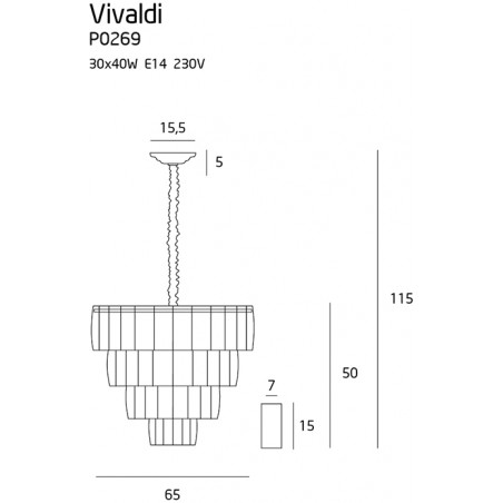 Pakabinamas šviestuvas VIVALDI aukso - 5 - 1 096,48 €