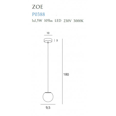 Pakabinamas šviestuvas ZOE 1x1,5W - 3 - 122,79 €