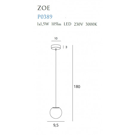 Pakabinamas šviestuvas ZOE 1x1,5W auksinis - 3 - 122,79 €