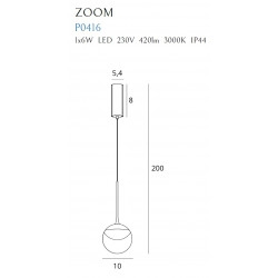 Pakabinamas šviestuvas ZOOM juodas, 6W LED - 5 - 185,81 €