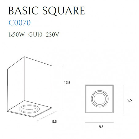Lubinis šviestuvas BASIC SQUARE baltas - 5 - 28,14 €