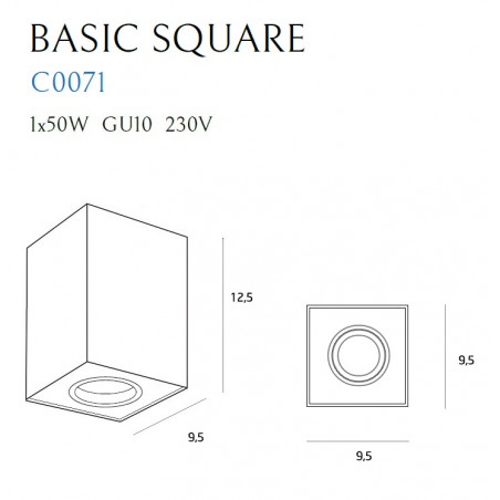 Lubinis šviestuvas BASIC SQUARE BLACK - 5 - 28,14 €