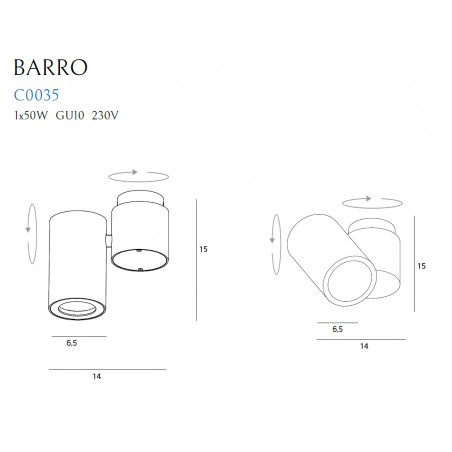 Lubinis šviestuvas BARRO I juodas - 3 - 41,62 €