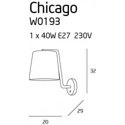 Sieninis šviestuvas CHICAGO baltas su baltu gaubtu - 3 - 58,60 €