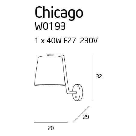 Sieninis šviestuvas CHICAGO baltas su baltu gaubtu - 3 - 58,60 €