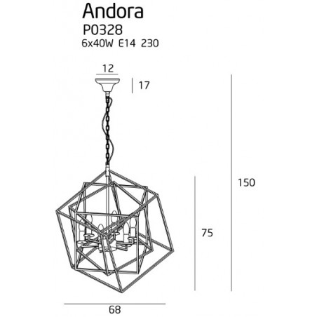 Pakabinamas šviestuvas ANDORA žalvario - 4 - 476,03 €
