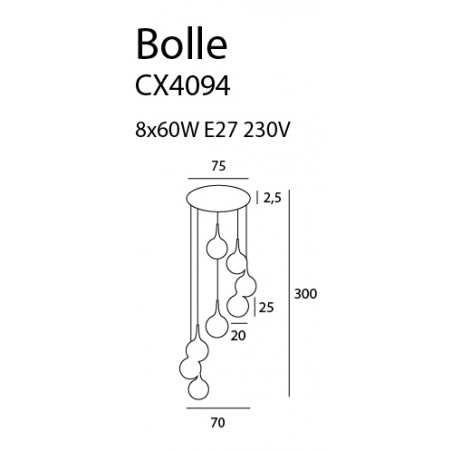Pakabinamas šviestuvas BOLLE - 5 - 557,89 €