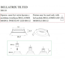 Lubiniai šviestuvai - Įleidžiamas šviestuvas BELLATRIX TILTED juodas, be LED modulio - 14,62 €