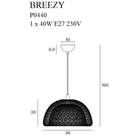 Pakabinami šviestuvai - Pakabinamas šviestuvas BREEZY juodas 36 cm - 0,00 €
