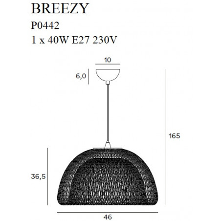Pakabinami šviestuvai - Pakabinamas šviestuvas BREEZY juodas  46 cm - 0,00 €