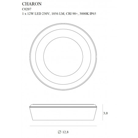 Lubiniai šviestuvai - Lubinis šviestuvas CHARON baltas IP65 - 93,84 €