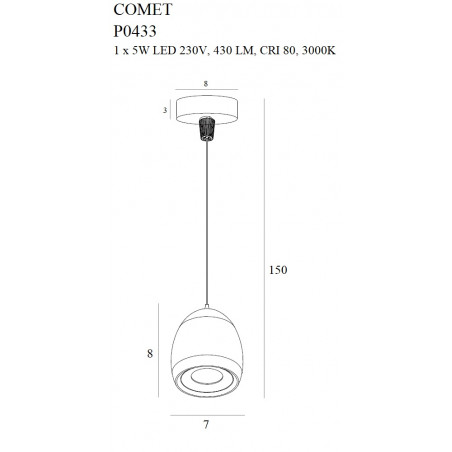 Pakabinami šviestuvai - Pakabinamas šviestuvas COMET ROUND - 74,20 €