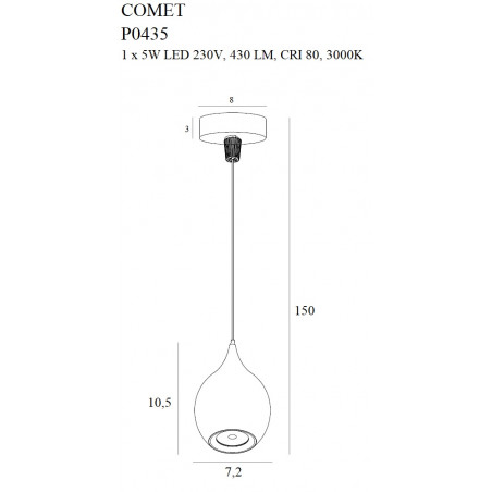 Pakabinami šviestuvai - Pakabinamas šviestuvas COMET DROP - 91,66 €