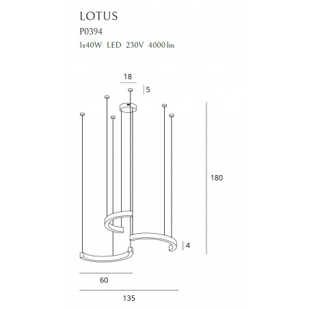 Pakabinami šviestuvai - Pakabinamas šviestuvas LOTUS 40W aukso spalvos - 932,44 €