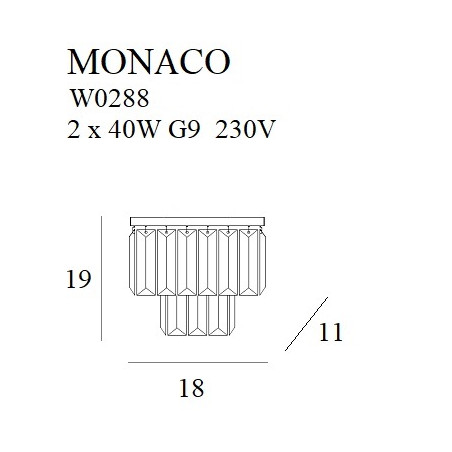 Sieniniai šviestuvai - Sieninis šviestuvas  MONACO aukso spalvos - 92,54 €