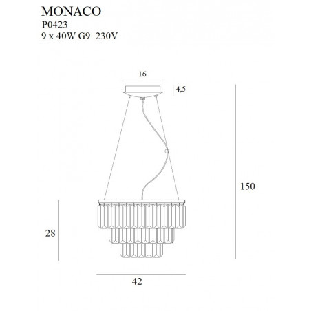 Pakabinami šviestuvai - Pakabinamas šviestuvas MONACO aukso spalvos Ø 42 cm - 396,12 €