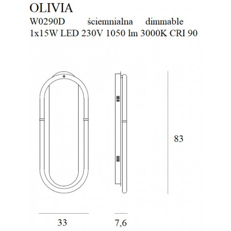 Sieniniai šviestuvai - Sieninis šviestuvas OLIVIA - 0,00 €