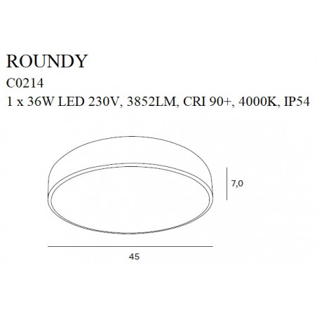 Lubiniai šviestuvai - Plafonas ROUNDY juodas IP54 - 0,00 €