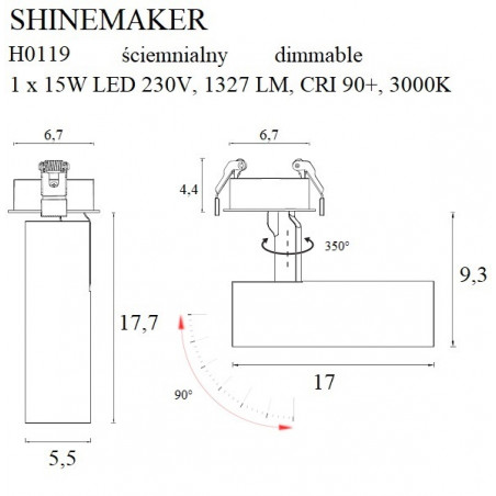 Lubiniai šviestuvai - Įleidžiamas šviestuvas SHINEMAKER baltas - 112,17 €
