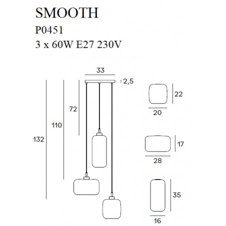 Pakabinami šviestuvai - Pakabinamas šviestuvas SMOOTH III - 0,00 €