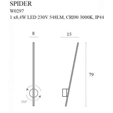Sieniniai šviestuvai - Sieninis šviestuvas SPIDER aukso spalvos IP44 - 129,85 €