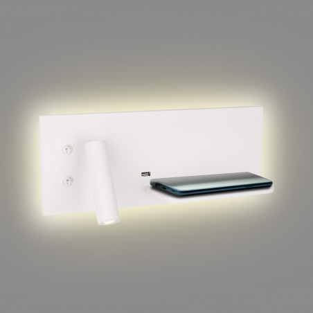 Sieniniai šviestuvai - Sieninis šviestuvas SUPERIOR su USB lizdu ir indukcinių krovikliu baltas - 172,40 €