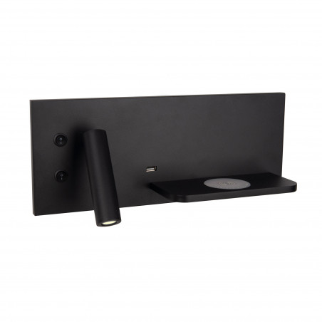 Sieniniai šviestuvai - Sieninis šviestuvas SUPERIOR su USB lizdu ir indukcinių krovikliu juodas - 172,40 €