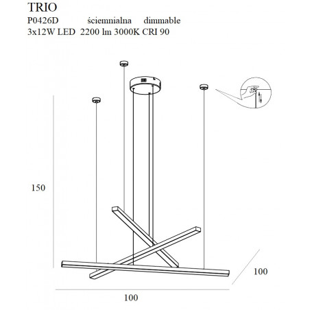 Pakabinami šviestuvai - Pakabinamas šviestuvas TRIO 3 aukso spalvos - 608,87 €