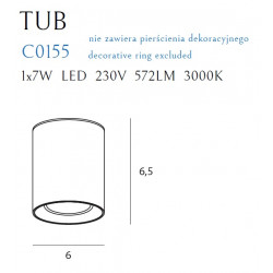 Lubiniai šviestuvai - Lubinis šviestuvas TUB apvalus juodas su aukso spalvos žiedu - 49,61 €