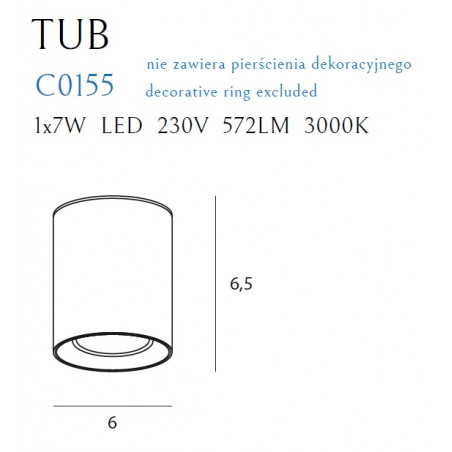 Lubiniai šviestuvai - Lubinis šviestuvas TUB kvadratinis juodas su aukso spalvos žiedu - 54,45 €